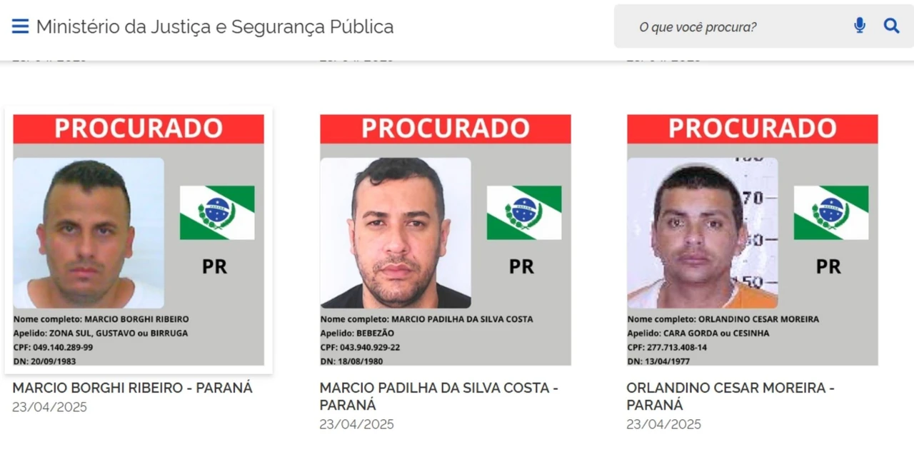 Ministério da Justiça lança site com foragidos mais procurados do país; veja