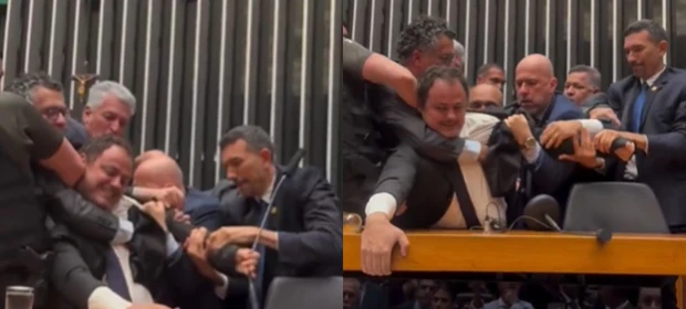 Violência e bagunça: Glauber Braga é retirado à força após tomar lugar de Motta