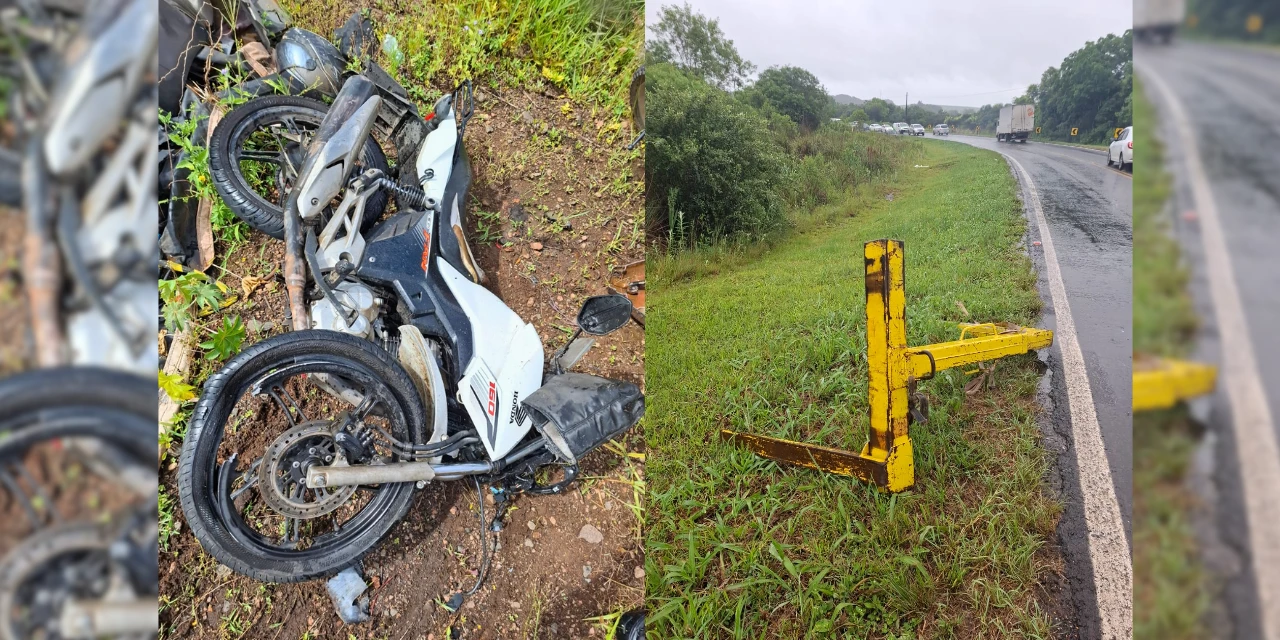 Motociclista morre após ser atingido por peça que caiu de caminhão em rodovia de Ponta Grossa