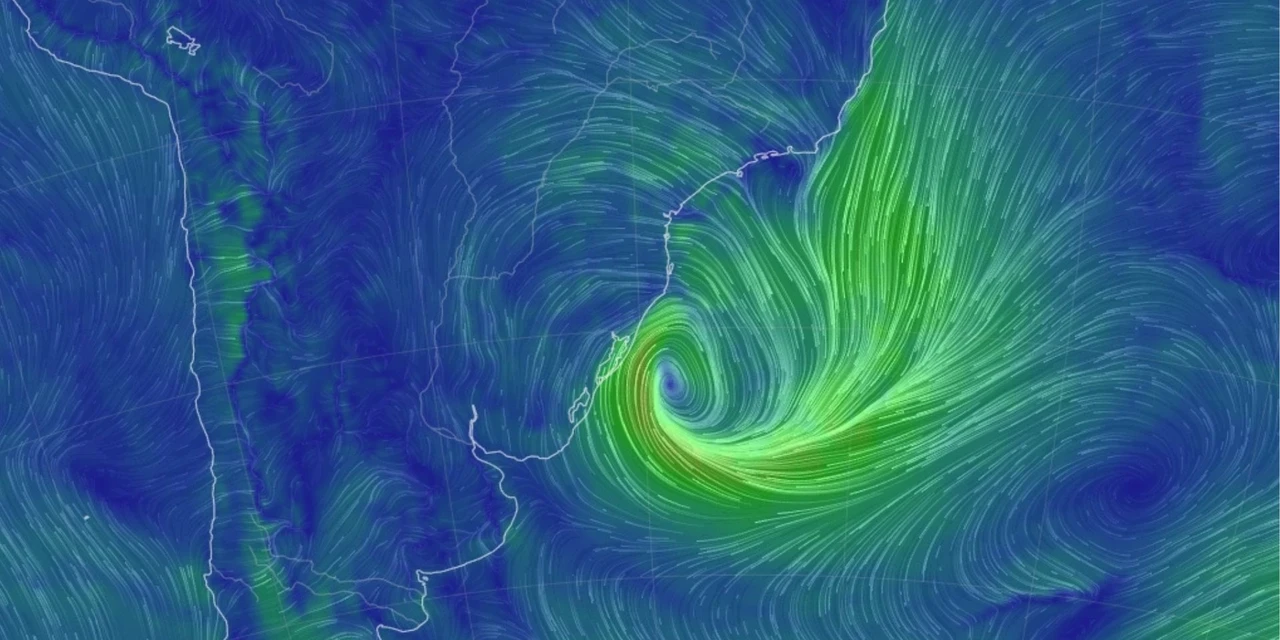 Mapa ao vivo mostra ciclone no litoral que trouxe ventania para Ponta Grossa