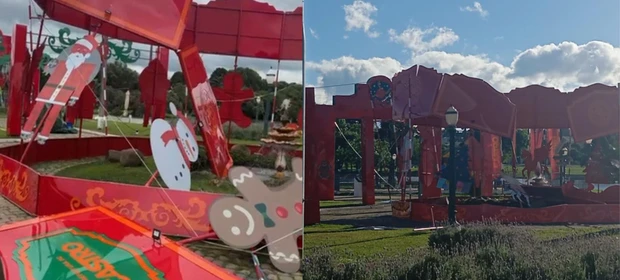 Decorações de Natal de Castro são destruídas após vendaval