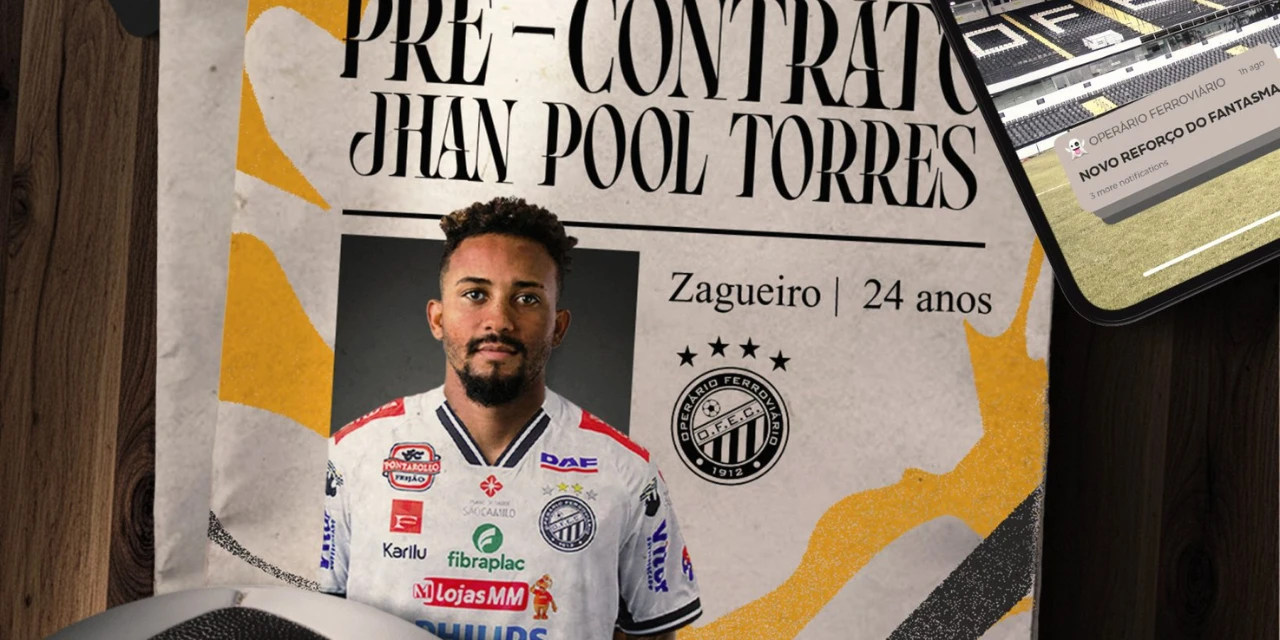 Operário anuncia pré-contrato com zagueiro colombiano Jhan Torres para reforçar defesa em 2026