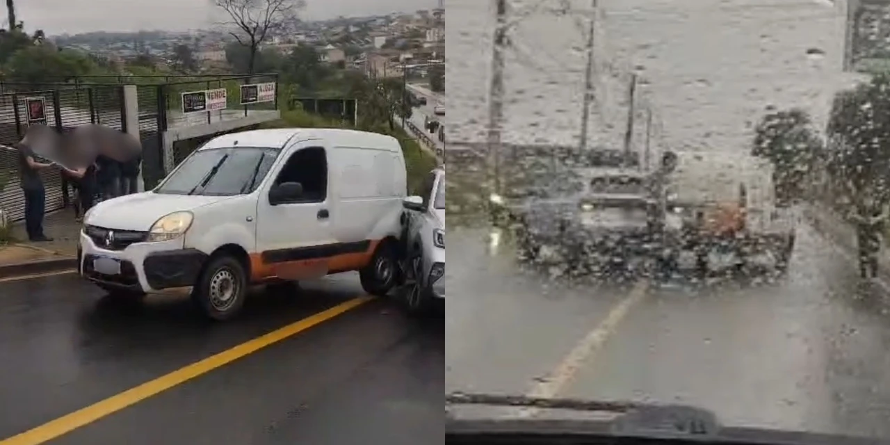 Carros colidem em subida íngreme no Lago de Olarias de Ponta Grossa