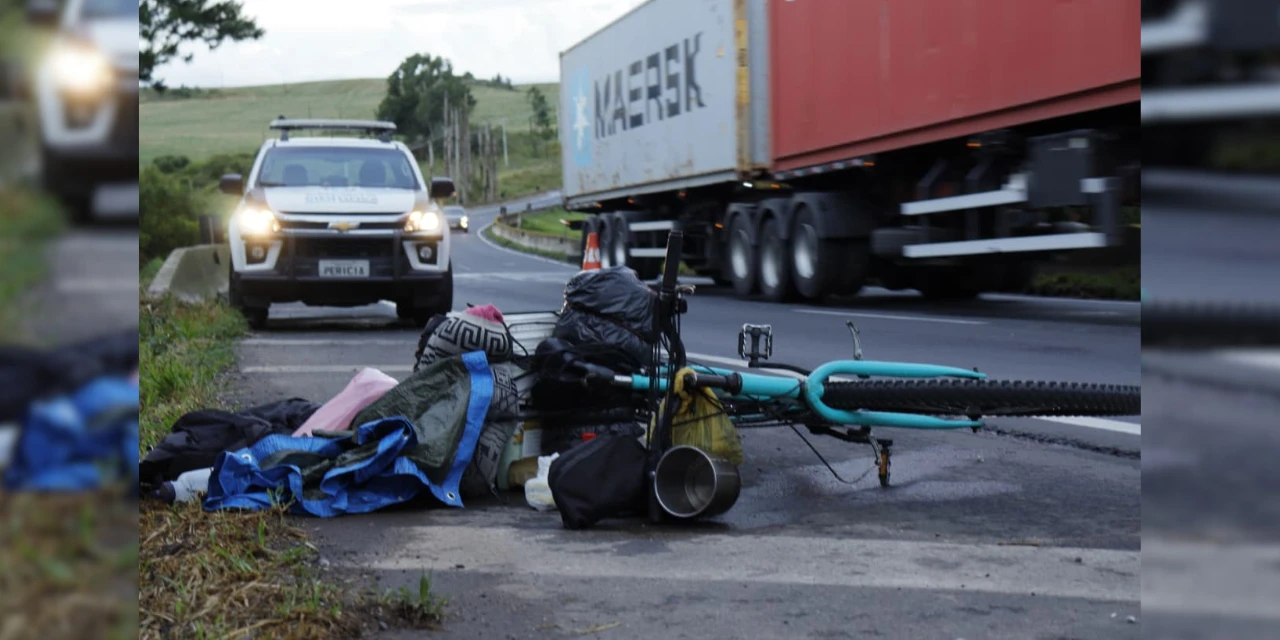 Ciclista morre atropelado por caminhonete na BR-376, em Ponta Grossa