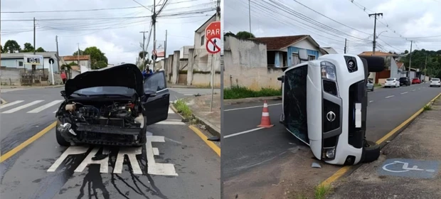 Colisão provoca capotamento de caminhonete no Nova Rússia