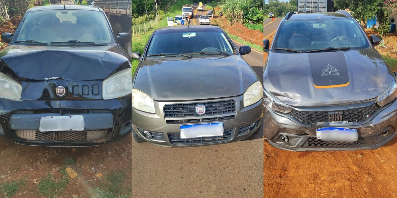 Colisão tripla entre veículos da Fiat chama atenção na PR-364